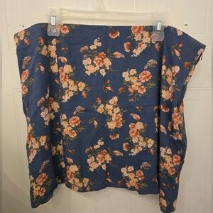 American Eagle Outfitters XXL PLUS Floral Skirt side Zipper Blue Orange